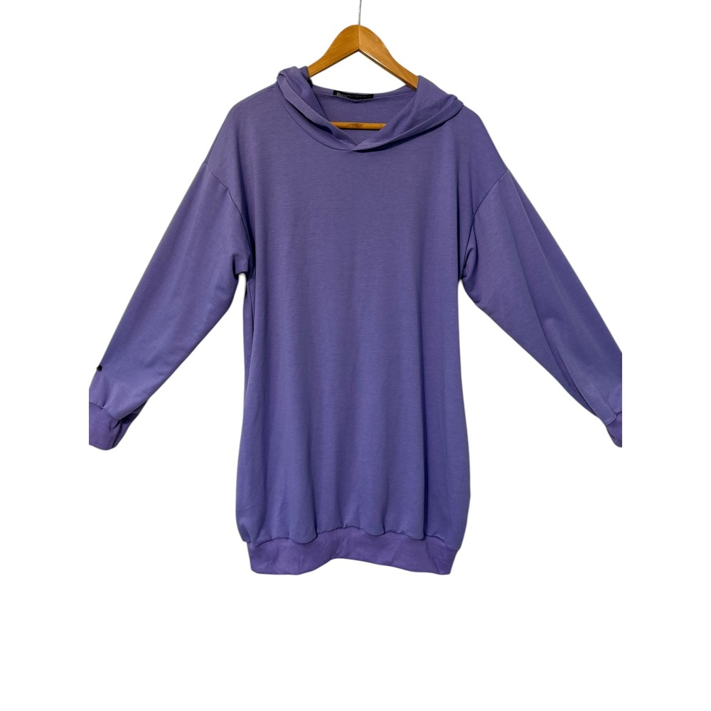 Auxo Collection Hoodie Dress Womens XL Purple Oversized Longline Sweatshirt 2183